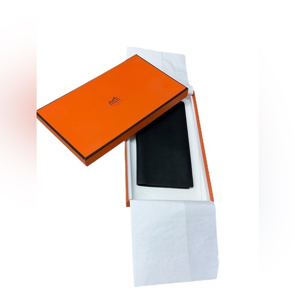 Hermes Other - HERMES Compartment Wallet Black Leather Made in France